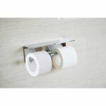 Double Toilet Roll Holder With Glass Chrome Plated