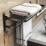 Wall Mounted Metallic Bathroom towels rack double layer 60cm Long - Image 2